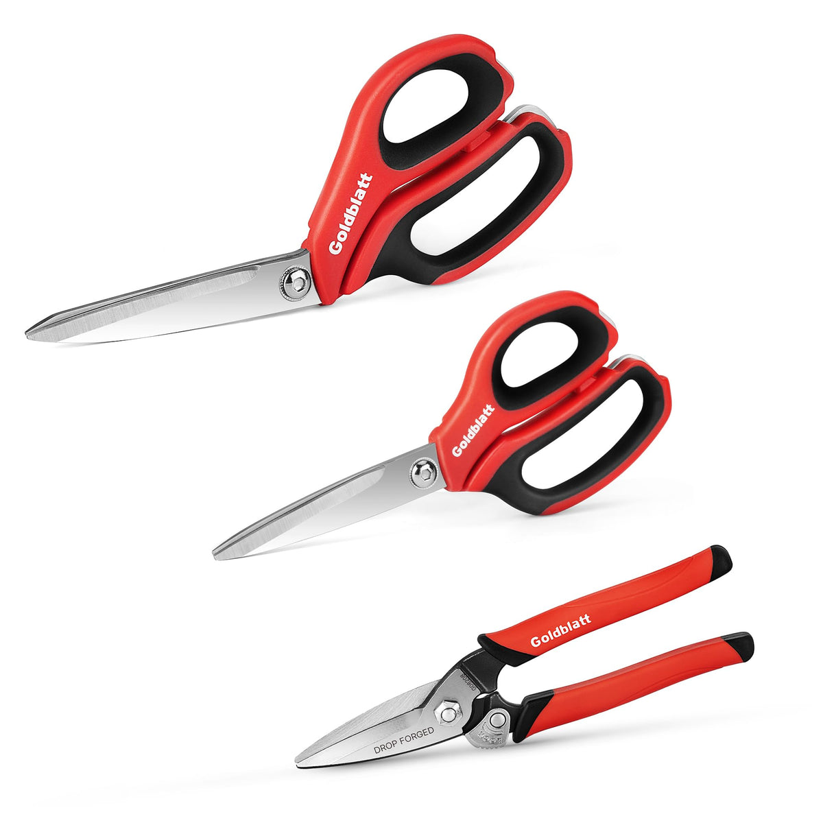 Goldblatt 3PCS Heavy Duty Scissors with drop-forged blades offer robust cuts for tough materials.