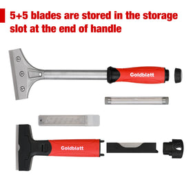 Goldblatt 4-inch scraper with 12-inch handle delivers extended reach for large surfaces