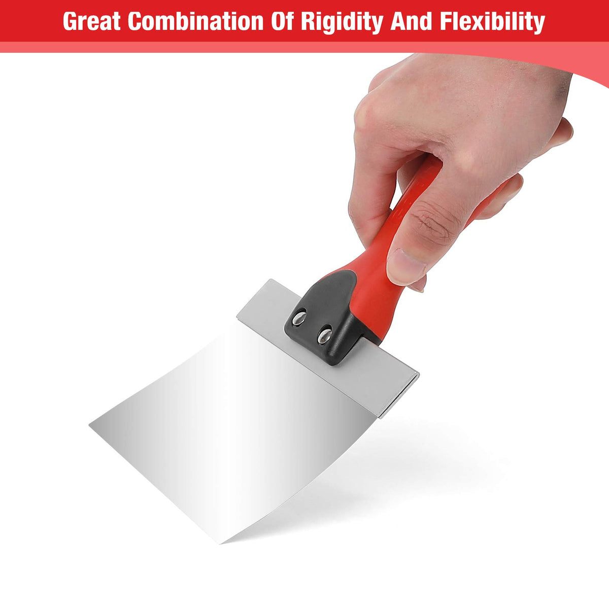 Goldblatt 10-inch taping knife for faster coverage and steady joints.