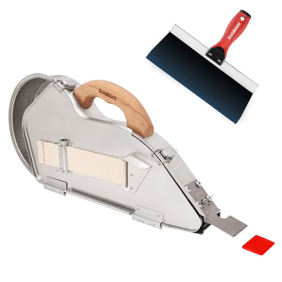 Goldblatt Banjo tape tool assembly ready for efficient drywall finishing.