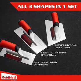 Versatile finishing tools for venetian plaster and decorative coatings.