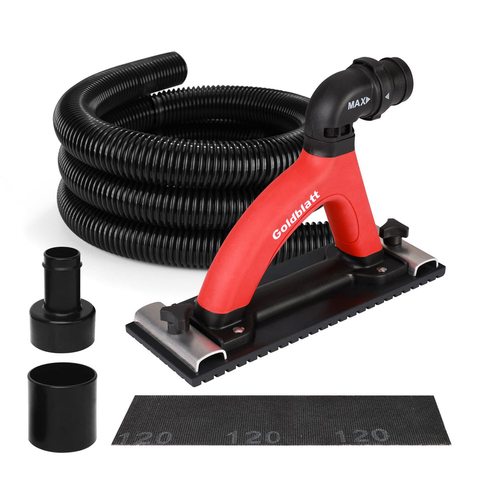Goldblatt dust-free hand sander with 360° pivot for cleaner drywall sanding.