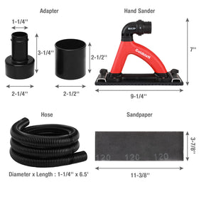 Goldblatt integrated adapter fits most vacuums for efficient dust extraction.