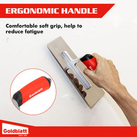 Ergonomic soft-grip handle reduces fatigue during long plastering sessions.