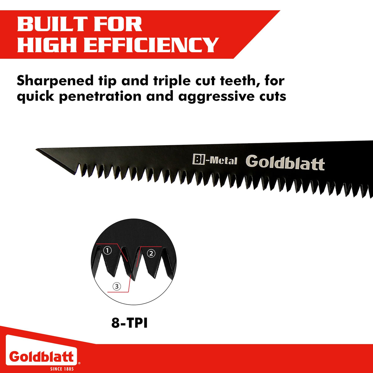 Goldblatt folding drywall saw lock button shows safe blade retraction.
