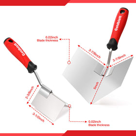 Goldblatt internal corner trowel 3-1/2in for clean inside corners and reduced sanding.