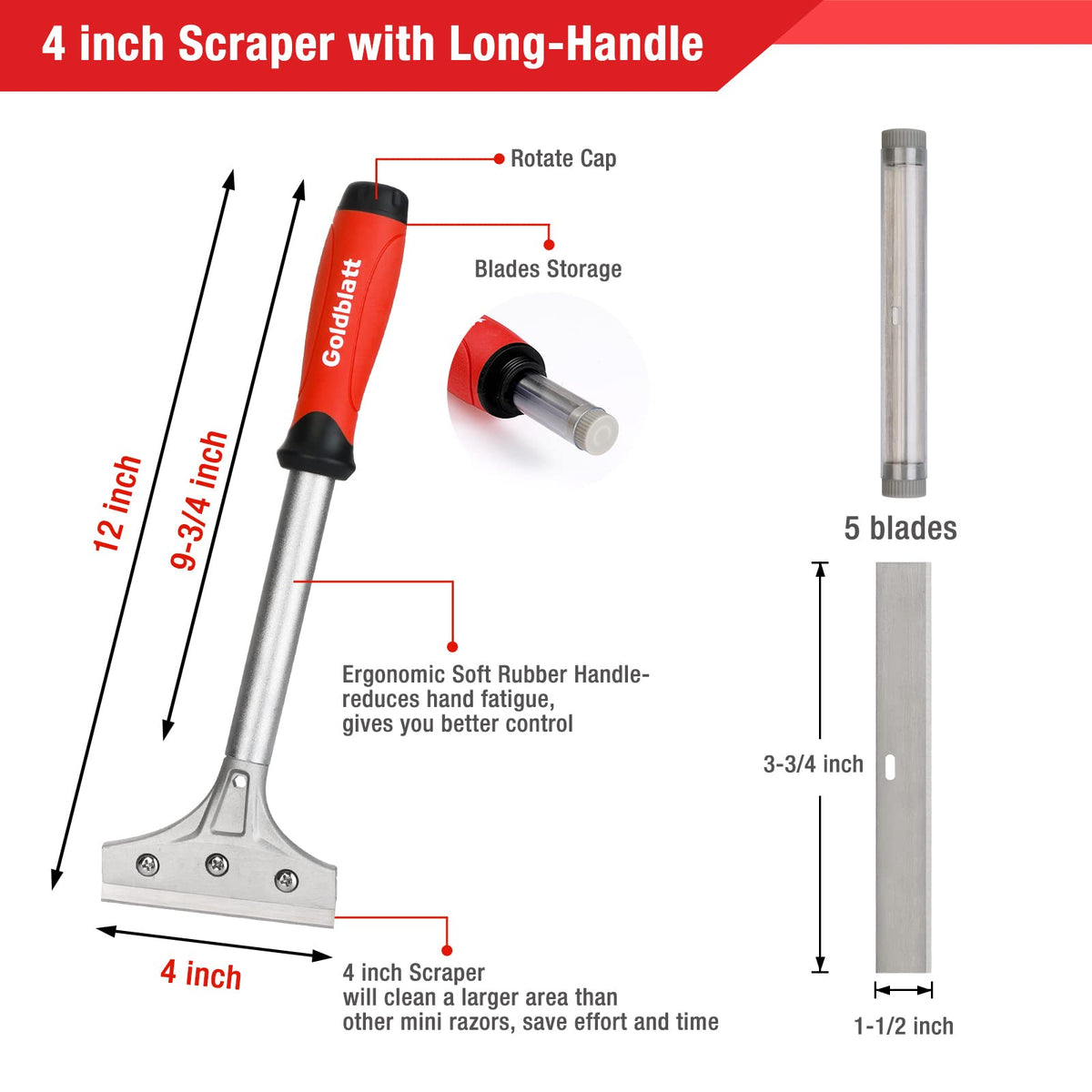 Goldblatt long-handle scraper offers greater leverage across floors and walls