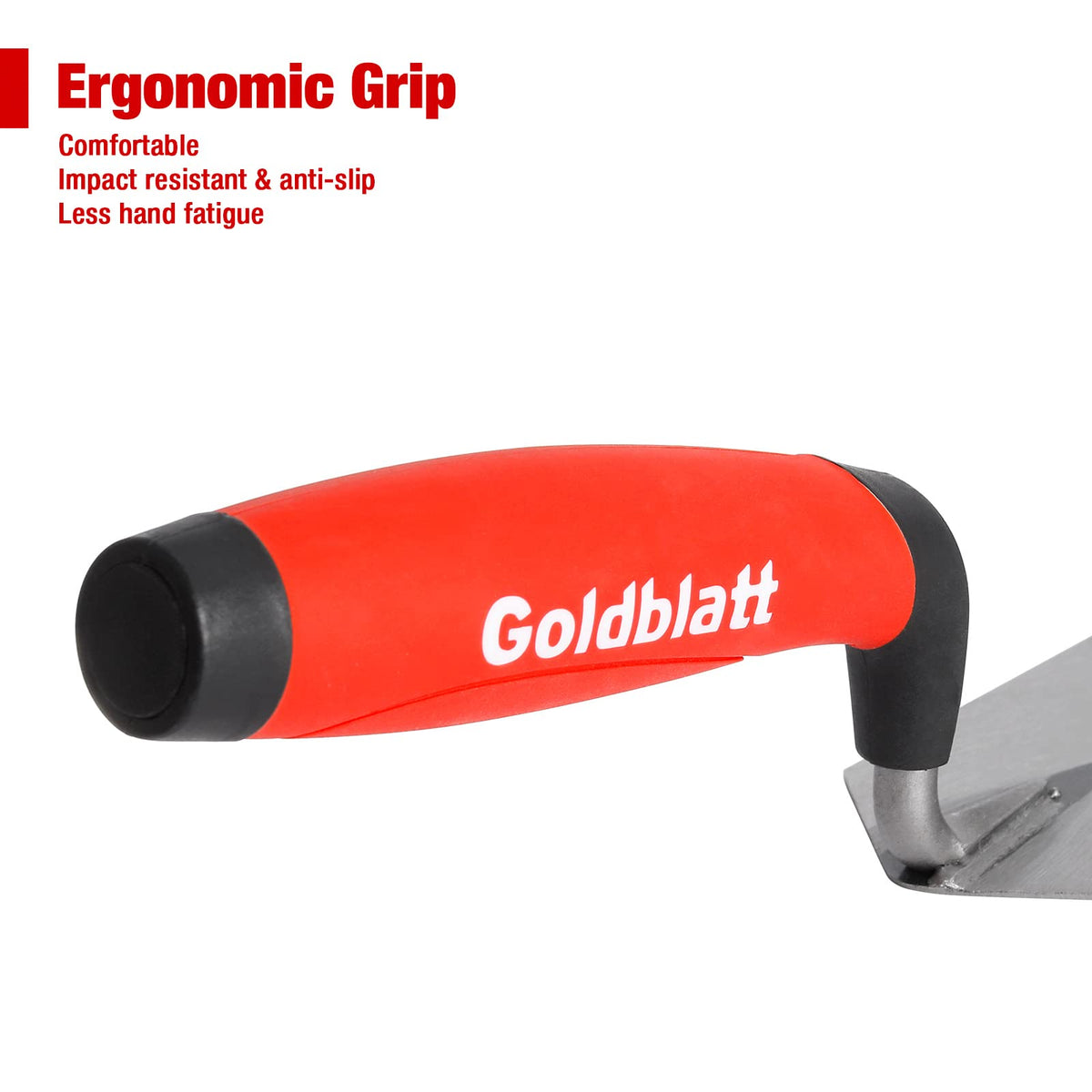Goldblatt high-carbon steel blade resists wear for long-lasting performance.