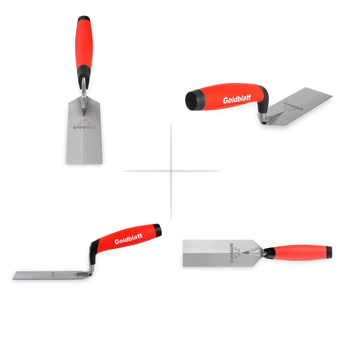 Goldblatt professional-use trowel set supports consistent results on concrete, tile, and cement.