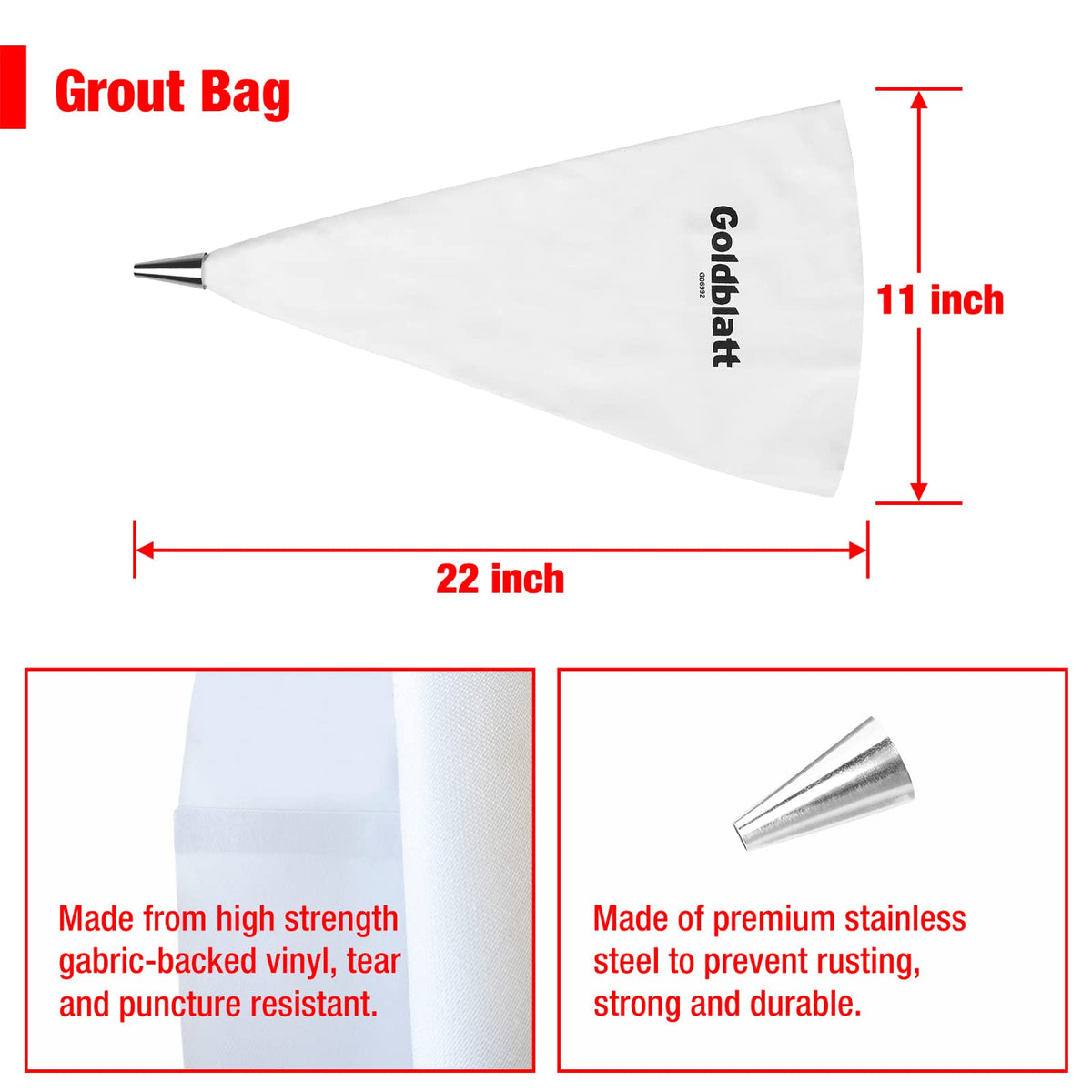 Goldblatt mortar bags are cleanable and reusable with warm water.