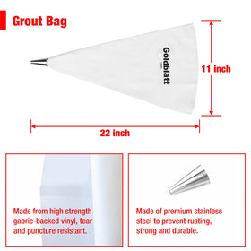 Goldblatt mortar bags are cleanable and reusable with warm water.