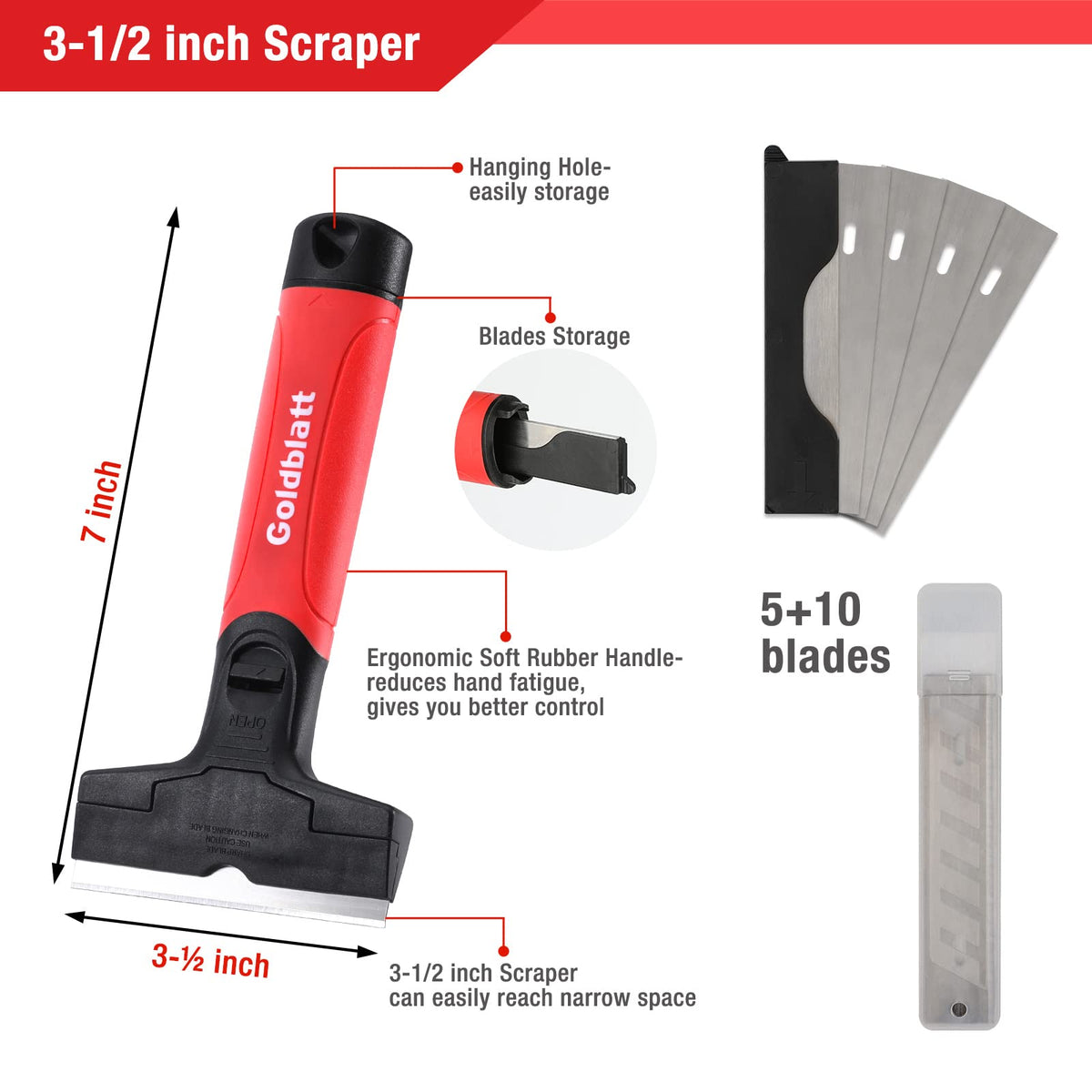 Goldblatt multifunction scraper tackles adhesives, paint, and stickers on multiple surfaces