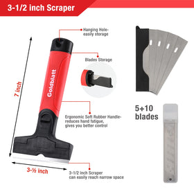 Goldblatt multifunction scraper tackles adhesives, paint, and stickers on multiple surfaces