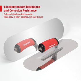 Goldblatt ergonomic-handle pool trowel reduces hand fatigue during use.