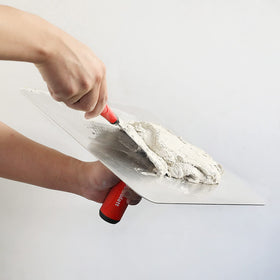 Goldblatt Premium Drywall Hawk ergonomic handle demonstrates comfortable grip during long sessions.