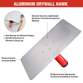 Goldblatt Premium Drywall Hawk round corners enhance safety during use.