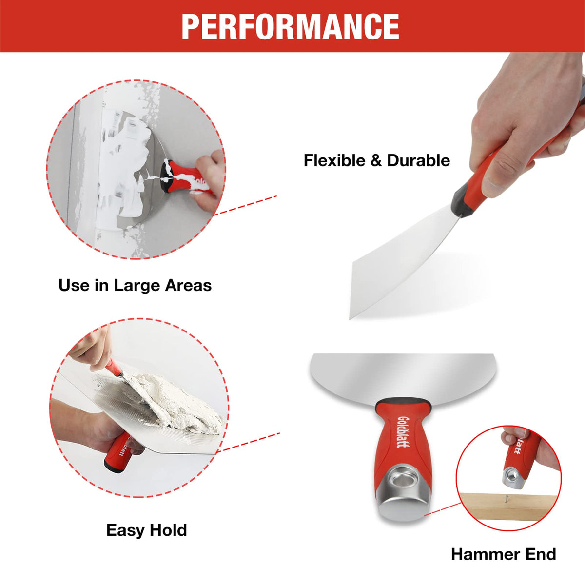 Goldblatt Premium Joint Knife edge-ground blade for precise application.