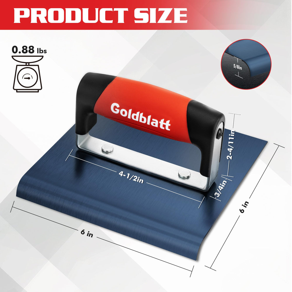 Goldblatt soft grip masonry tool side view for extended use