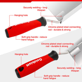 Goldblatt stainless steel blades close-up showing rust-resistant, durable finish.