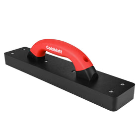 Goldblatt tapping block base plate prevents scratches while aligning vinyl plank edges.