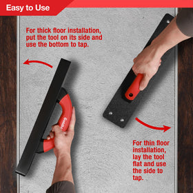 Goldblatt tapping block supports thick and thin flooring installation methods.
