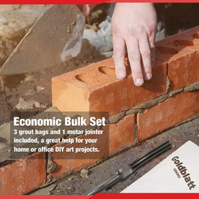 Goldblatt tile grouting kit contents: bags and jointer.