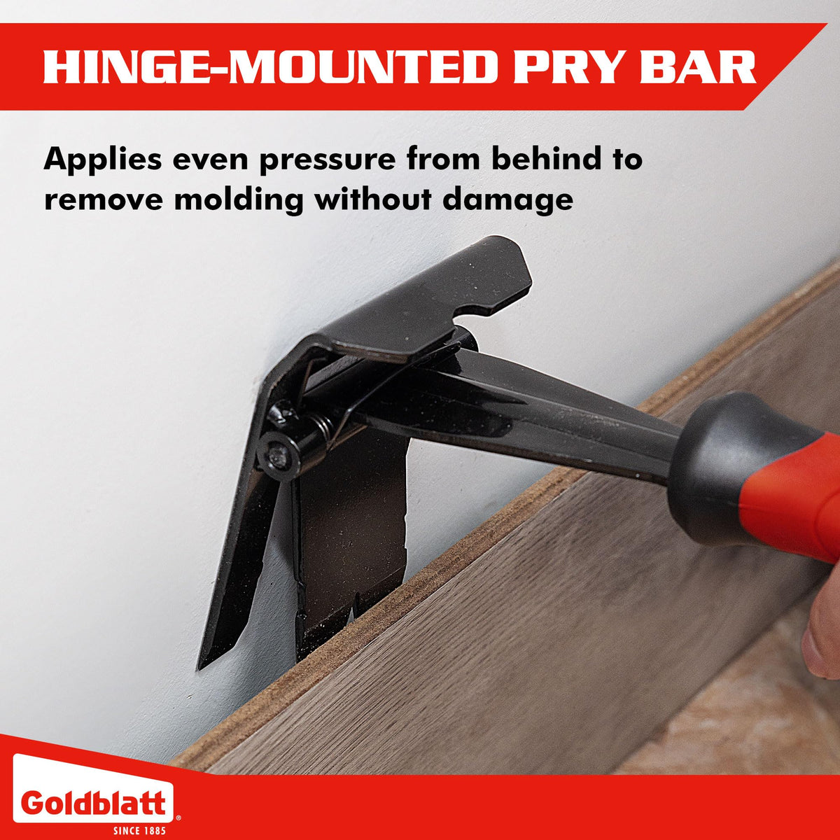 Goldblatt Trim Removal Tool contact area detail emphasizes less wall damage.