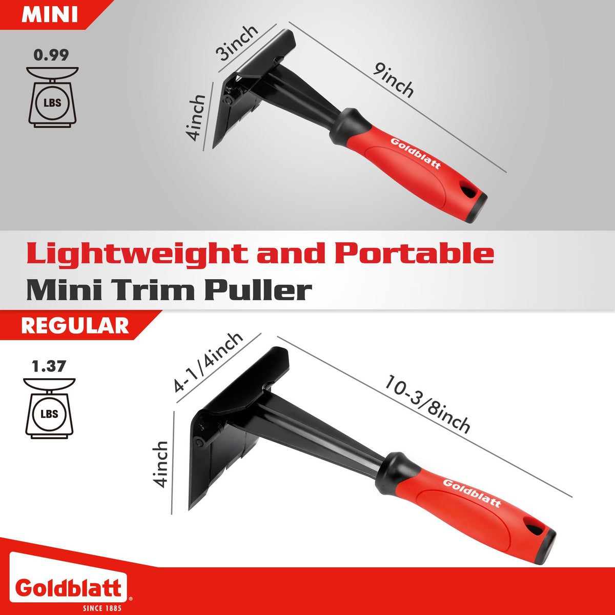 Goldblatt Trim Removal Tool ergonomic handle demonstrates comfortable grip during use.