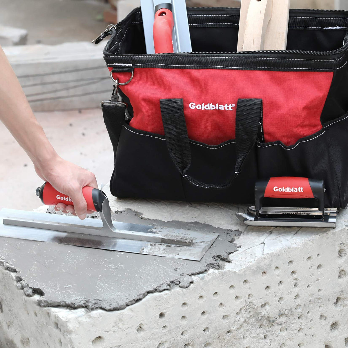 Goldblatt wire twister for smoothing wire joints on concrete.