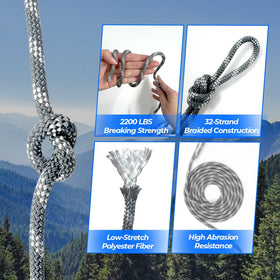 GOLDEN COCK rope in camping setup for securing gear and shelter