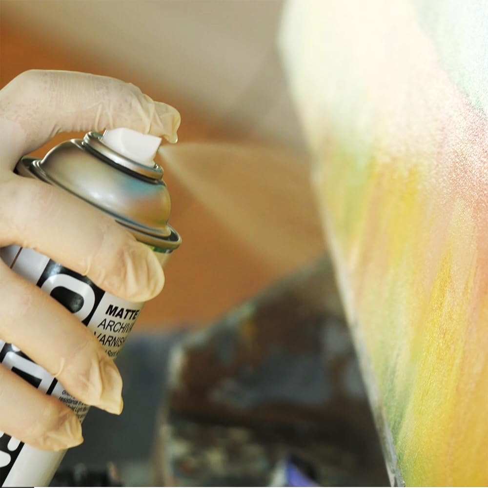 GOLDEN Gloss Archival Varnish on a surface yielding a durable gloss finish for artworks.