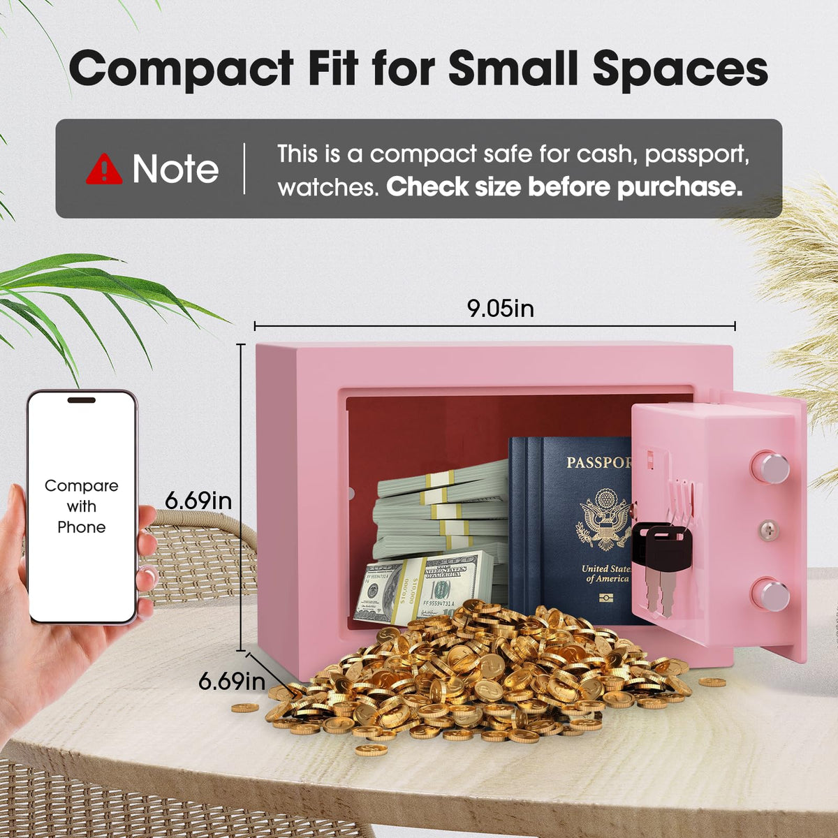GOLDENKEY small kids safe pink door-open view highlights dual access.