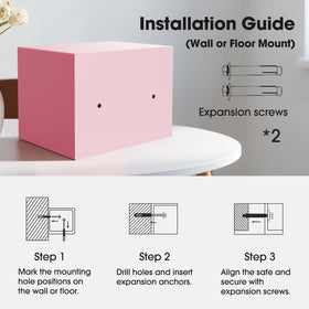 GOLDENKEY pink safe with mounting bolts for sturdy installation.