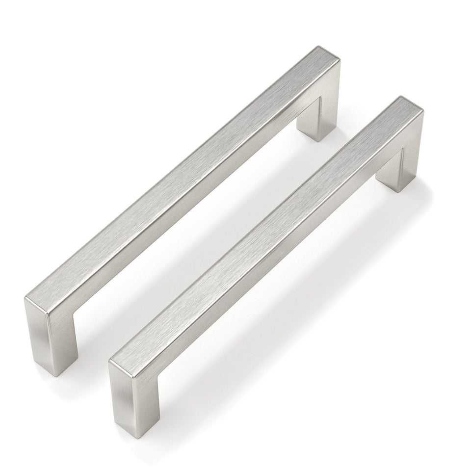 Goldenwarm 5-inch brushed nickel square cabinet pull, ideal for modern kitchen updates