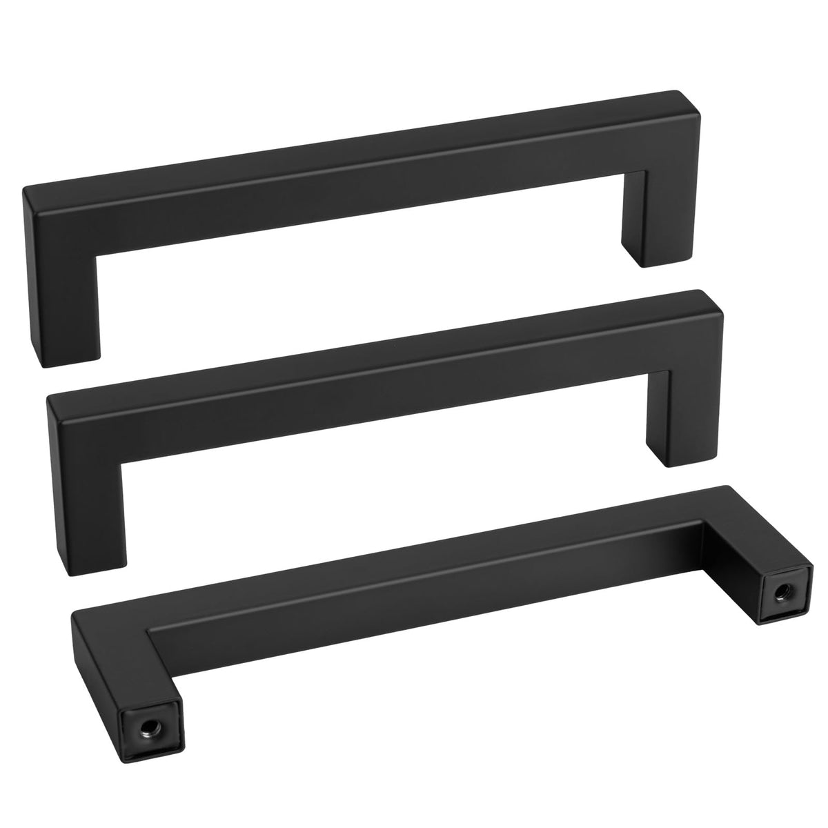 Goldenwarm 35-pack 5-inch black cabinet handles add modern style to kitchens.