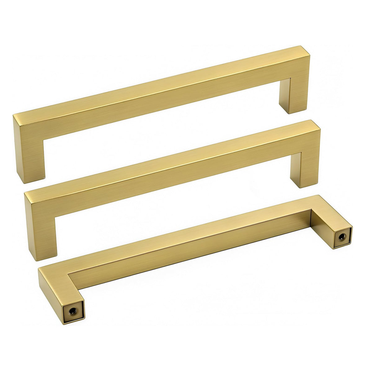 Goldenwarm 5in brushed gold cabinet pull on a modern kitchen cabinet for an upgraded look