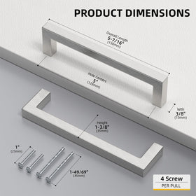Goldenwarm square brushed nickel drawer pull close-up showing smooth edge and grip