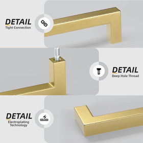 Goldenwarm 5-inch hole distance pull shown on a kitchen cabinet.