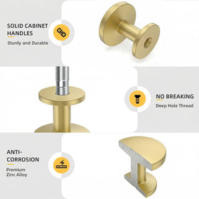 Goldenwarm bathroom cabinet knob in brushed brass for durable use.