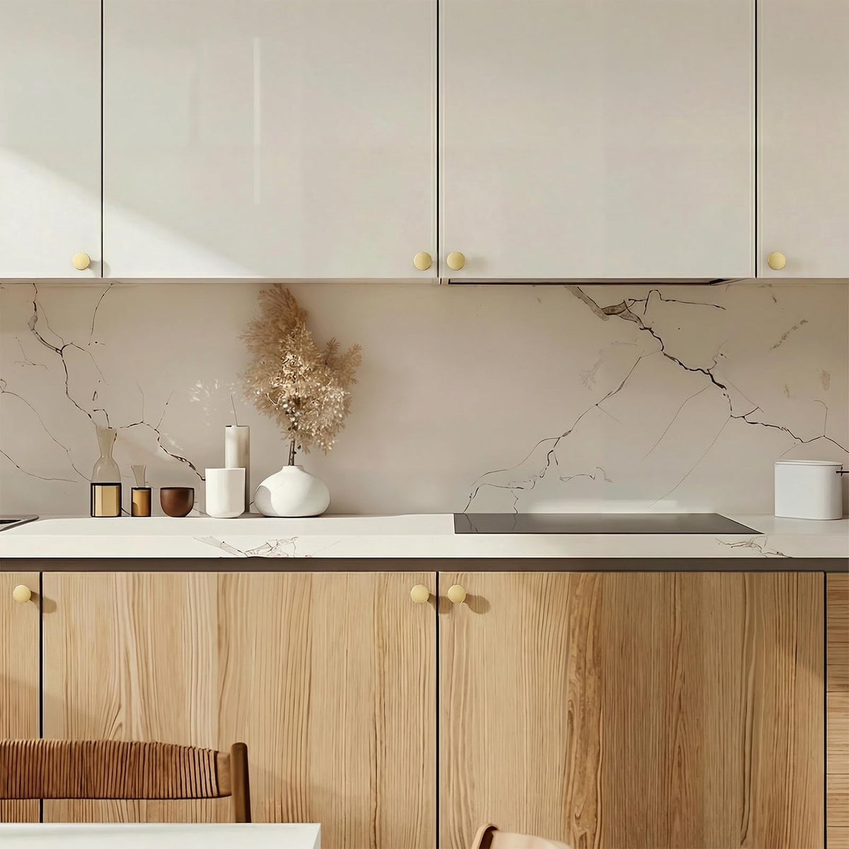 Goldenwarm bedroom wardrobe knob in brushed brass for stylish storage.