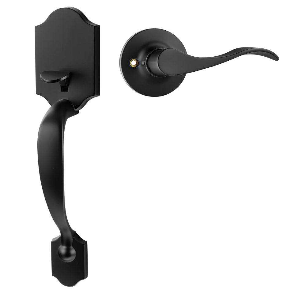 Goldenwarm black front door handle exterior adds curb appeal with a timeless matte finish.
