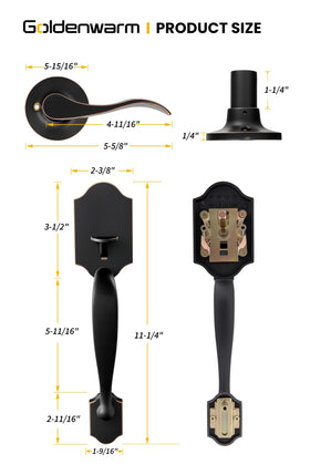 Goldenwarm bronze door handle shows reversible lever for right or left-handed fit.