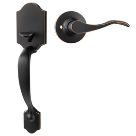Goldenwarm bronze front door handle assembly shows premium finish and sturdy build, enhancing curb appeal.