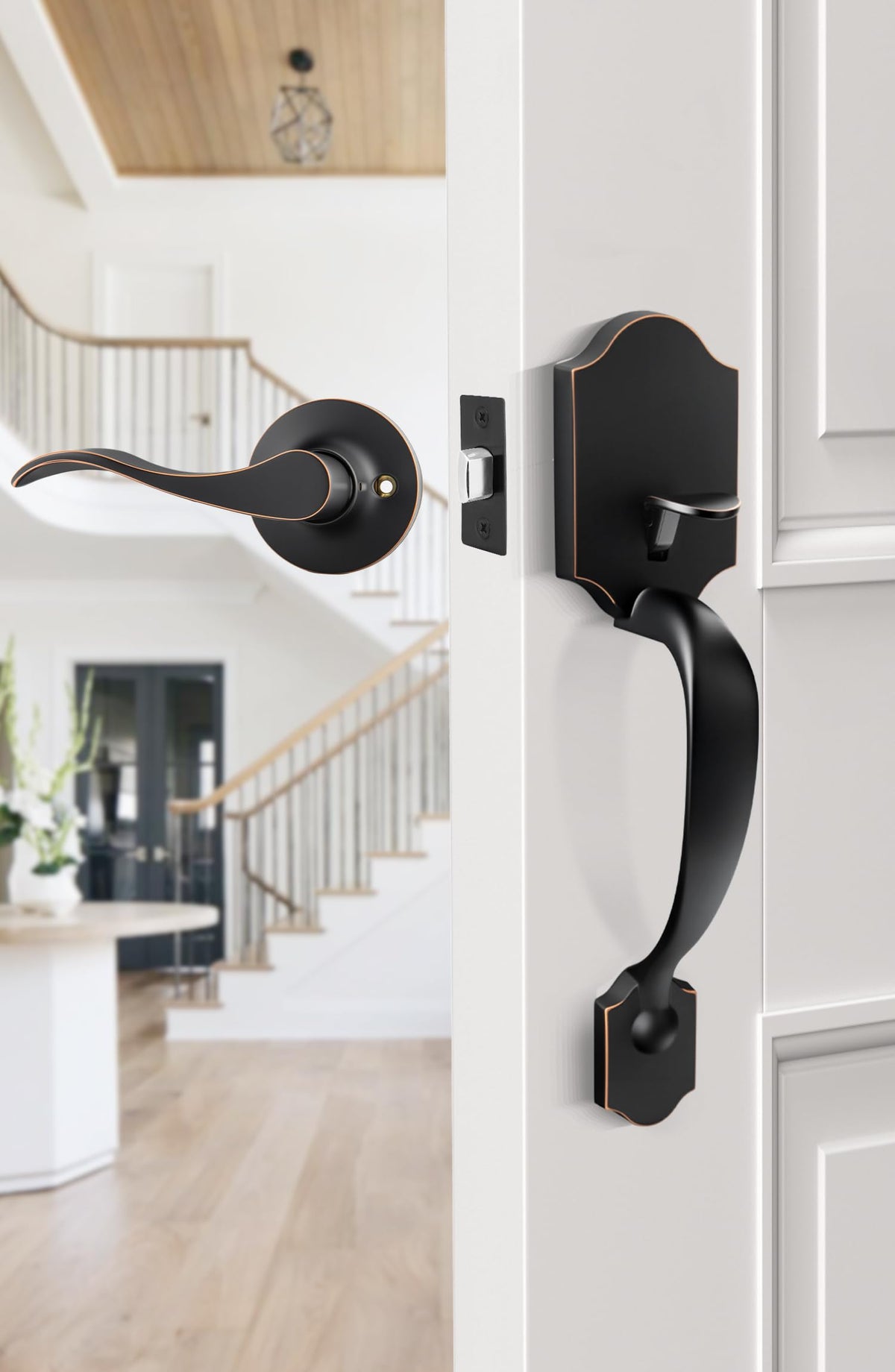 Goldenwarm bronze door handle packaging signals reliable materials and care.