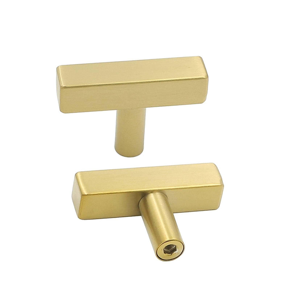 Goldenwarm brushed brass drawer knob closeup showing premium finish and grip