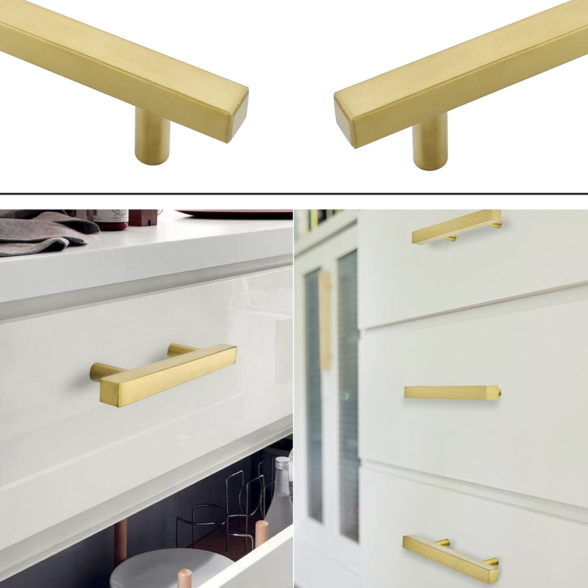 Goldenwarm brushed brass pulls with hollow construction stay durable for daily use.