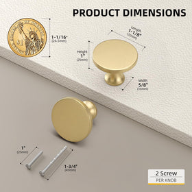 Goldenwarm brushed brass mushroom design knob with soft edges