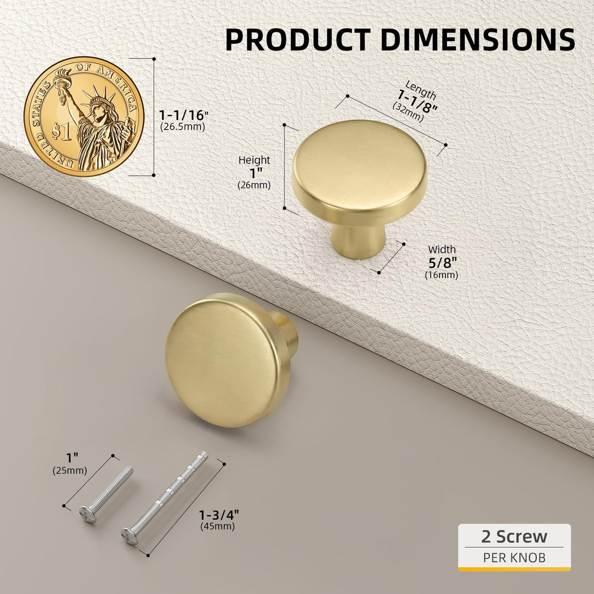 Goldenwarm brushed gold drawer knob packaged for quick cabinet upgrades