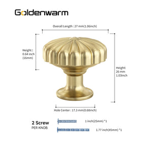 Goldenwarm gold cabinet knob close-up shows premium finish and detailing