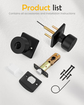 Goldenwarm door knob with interior turn-button lock for convenient privacy.